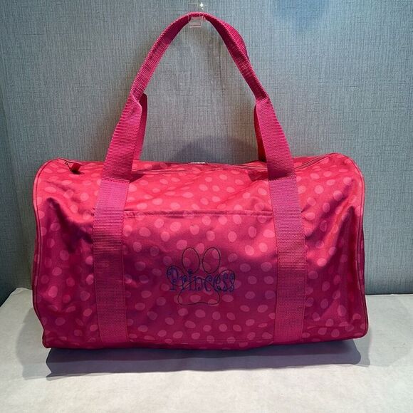 thirty-one Pink Dot Girls Duffle Bag Gym Dance Overnight Weekend Princess Paw Pr - Picture 1 of 12